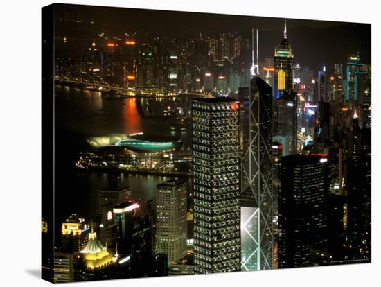 Skyscrapers of Victoria Harbor, Hong Kong, China-Charles Crust-Stretched Canvas