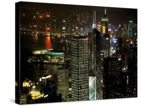 Skyscrapers of Victoria Harbor, Hong Kong, China-Charles Crust-Stretched Canvas