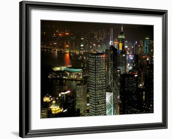 Skyscrapers of Victoria Harbor, Hong Kong, China-Charles Crust-Framed Photographic Print