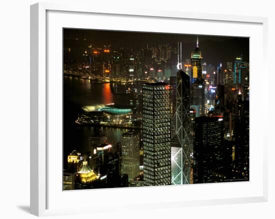 Skyscrapers of Victoria Harbor, Hong Kong, China-Charles Crust-Framed Photographic Print