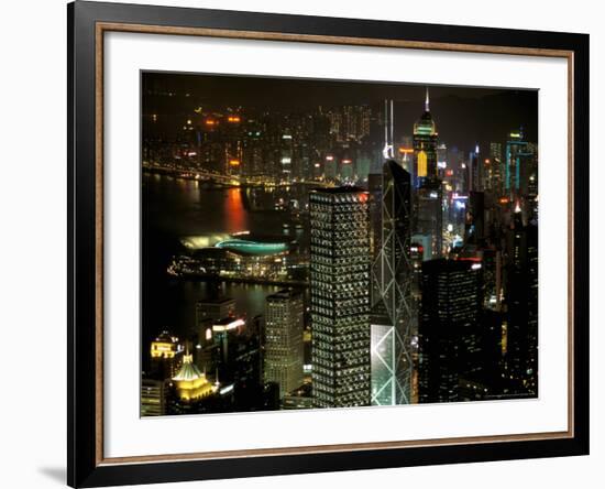 Skyscrapers of Victoria Harbor, Hong Kong, China-Charles Crust-Framed Photographic Print