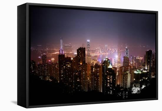 Skyscrapers of Wan Chai at Night, Hong Kong, China, Asia-Andy Brandl-Framed Stretched Canvas