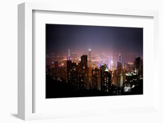 Skyscrapers of Wan Chai at Night, Hong Kong, China, Asia-Andy Brandl-Framed Photographic Print