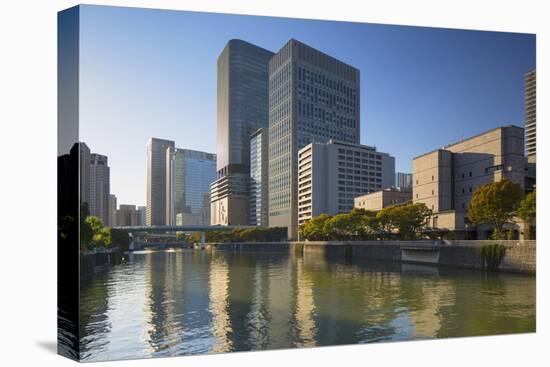 Skyscrapers on Nakanoshima Island, Kita, Osaka, Kansai, Japan-Ian Trower-Stretched Canvas