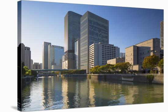 Skyscrapers on Nakanoshima Island, Kita, Osaka, Kansai, Japan-Ian Trower-Stretched Canvas