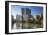 Skyscrapers on Nakanoshima Island, Kita, Osaka, Kansai, Japan-Ian Trower-Framed Photographic Print