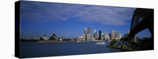 Skyscrapers on the Waterfront, Sydney Harbor Bridge, Sydney, New South Wales, UK, Australia-null-Stretched Canvas