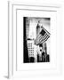 Skyscrapers View, American Flag, Midtown Manhattan, NYC, White Frame, Old-Philippe Hugonnard-Framed Art Print