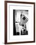 Skyscrapers View, American Flag, Midtown Manhattan, NYC, White Frame, Old-Philippe Hugonnard-Framed Art Print