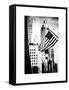 Skyscrapers View, American Flag, Midtown Manhattan, NYC, White Frame, Old-Philippe Hugonnard-Framed Stretched Canvas