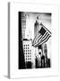Skyscrapers View, American Flag, Midtown Manhattan, NYC, White Frame, Old-Philippe Hugonnard-Stretched Canvas