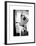 Skyscrapers View, American Flag, Midtown Manhattan, NYC, White Frame, Old-Philippe Hugonnard-Framed Art Print