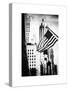 Skyscrapers View, American Flag, Midtown Manhattan, NYC, White Frame, Old-Philippe Hugonnard-Stretched Canvas