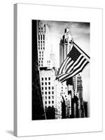 Skyscrapers View, American Flag, Midtown Manhattan, NYC, White Frame, Old-Philippe Hugonnard-Stretched Canvas