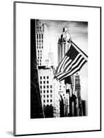 Skyscrapers View, American Flag, Midtown Manhattan, NYC, White Frame, Old-Philippe Hugonnard-Mounted Art Print