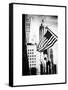 Skyscrapers View, American Flag, Midtown Manhattan, NYC, White Frame, Old-Philippe Hugonnard-Framed Stretched Canvas