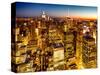 Skyscrapers View, Cityscape by Night, Manhattan, New York City, United States, Color Sunset-Philippe Hugonnard-Stretched Canvas