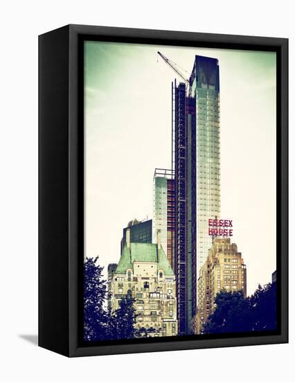 Skyscrapers View, Essex House and New Building at Central Park, New York, Vintage Colors-Philippe Hugonnard-Framed Stretched Canvas