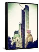 Skyscrapers View, Essex House and New Building at Central Park, New York, Vintage Colors-Philippe Hugonnard-Framed Stretched Canvas