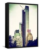 Skyscrapers View, Essex House and New Building at Central Park, New York, Vintage Colors-Philippe Hugonnard-Framed Stretched Canvas