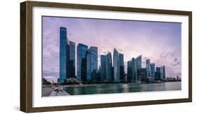 Skyscrapes line Marina Bay at dusk, Singapore, Southeast Asia, Asia-Logan Brown-Framed Photographic Print