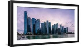 Skyscrapes line Marina Bay at dusk, Singapore, Southeast Asia, Asia-Logan Brown-Framed Photographic Print