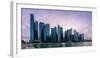 Skyscrapes line Marina Bay at dusk, Singapore, Southeast Asia, Asia-Logan Brown-Framed Photographic Print