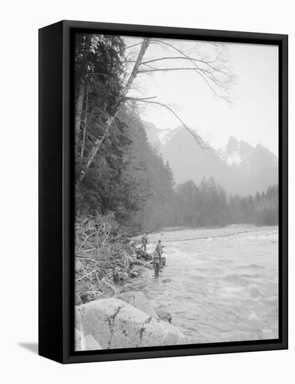 Skyskomish River Fishing, 1906-Asahel Curtis-Framed Stretched Canvas