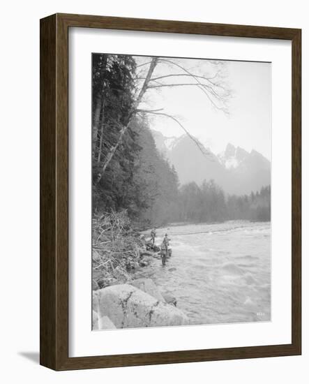 Skyskomish River Fishing, 1906-Asahel Curtis-Framed Giclee Print