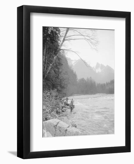 Skyskomish River Fishing, 1906-Asahel Curtis-Framed Premium Giclee Print