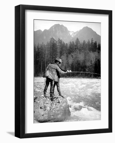 Skyskomish River Fishing, 1906-Asahel Curtis-Framed Giclee Print