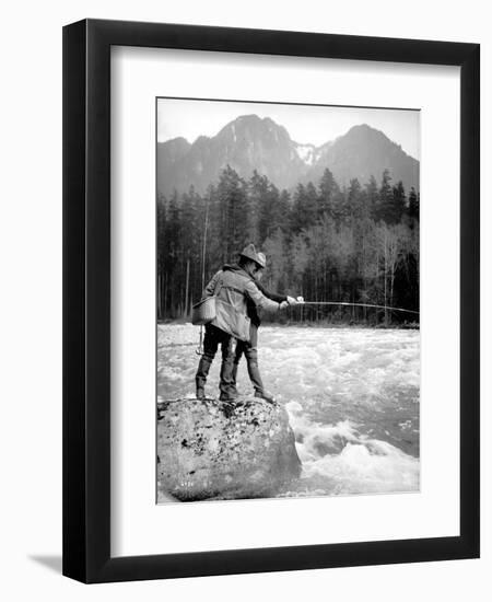 Skyskomish River Fishing, 1906-Asahel Curtis-Framed Premium Giclee Print