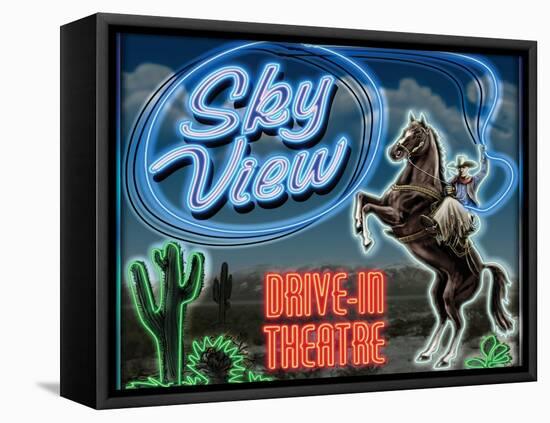 Skyview Drive In-Helen Flint-Framed Stretched Canvas