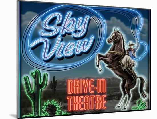 Skyview Drive In-Helen Flint-Mounted Art Print