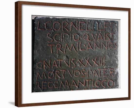 Slab from Lucius Cornelius Scipio's Sarcophagus from Tomb of Scipios, Via Appia, Rome, Italy BC-null-Framed Giclee Print