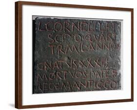 Slab from Lucius Cornelius Scipio's Sarcophagus from Tomb of Scipios, Via Appia, Rome, Italy BC-null-Framed Giclee Print