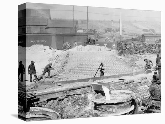 Slag Run and Filling Slag Pots, Sloss City Furnaces, Birmingham, Ala.-null-Stretched Canvas