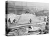 Slag Run and Filling Slag Pots, Sloss City Furnaces, Birmingham, Ala.-null-Stretched Canvas