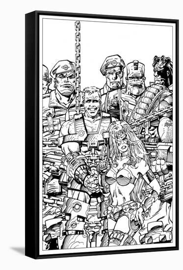 Slammers Cover for 'Cards Illustrated' No. 8 - Inks-Walter Simonson-Framed Stretched Canvas