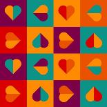 Geometrical Pattern With Hearts-Slanapotam-Stretched Canvas