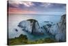 Slate Cliffs Near Morte Point at Sunset, Mortehoe, North Devon, England. Summer-Adam Burton-Stretched Canvas