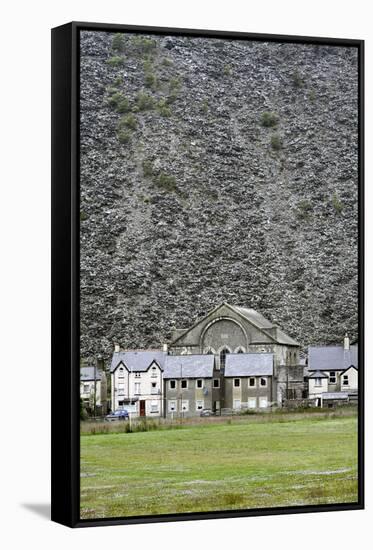 Slate Mine Waste Mountain And Houses-Martin Bond-Framed Stretched Canvas