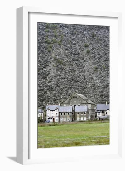 Slate Mine Waste Mountain And Houses-Martin Bond-Framed Photographic Print