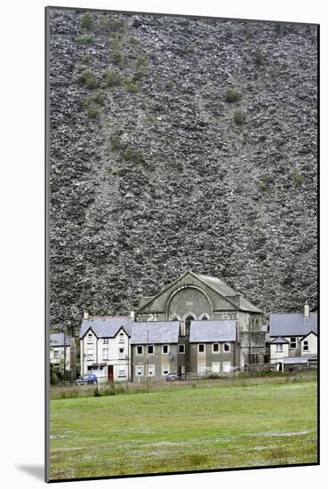 Slate Mine Waste Mountain And Houses-Martin Bond-Mounted Photographic Print