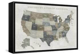 Slate US Map-Sue Schlabach-Framed Stretched Canvas