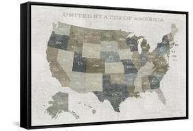 Slate US Map-Sue Schlabach-Framed Stretched Canvas