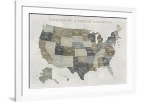 Slate US Map-Sue Schlabach-Framed Art Print