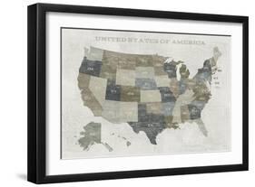 Slate US Map-Sue Schlabach-Framed Art Print