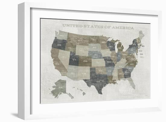 Slate US Map-Sue Schlabach-Framed Art Print