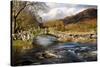 Slaters Bridge in Little Langdale November-null-Stretched Canvas